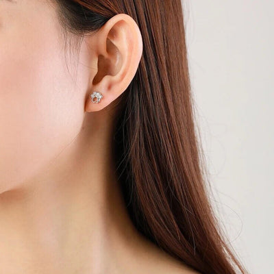 Paw Ear Studs made of Silver with Zirconia
