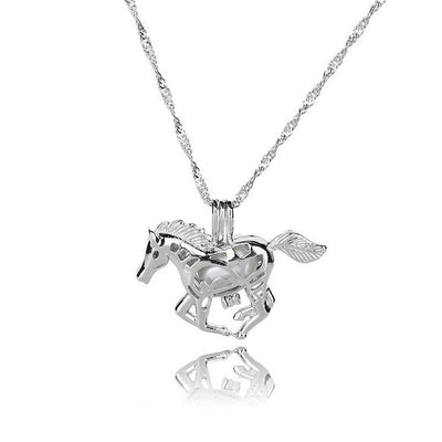 Glowing Horse Pendant Necklace with Galloping Horse Motif