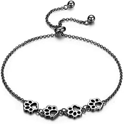 Sterling Silver Dog Paw Print Bracelet – Adjustable Bracelet