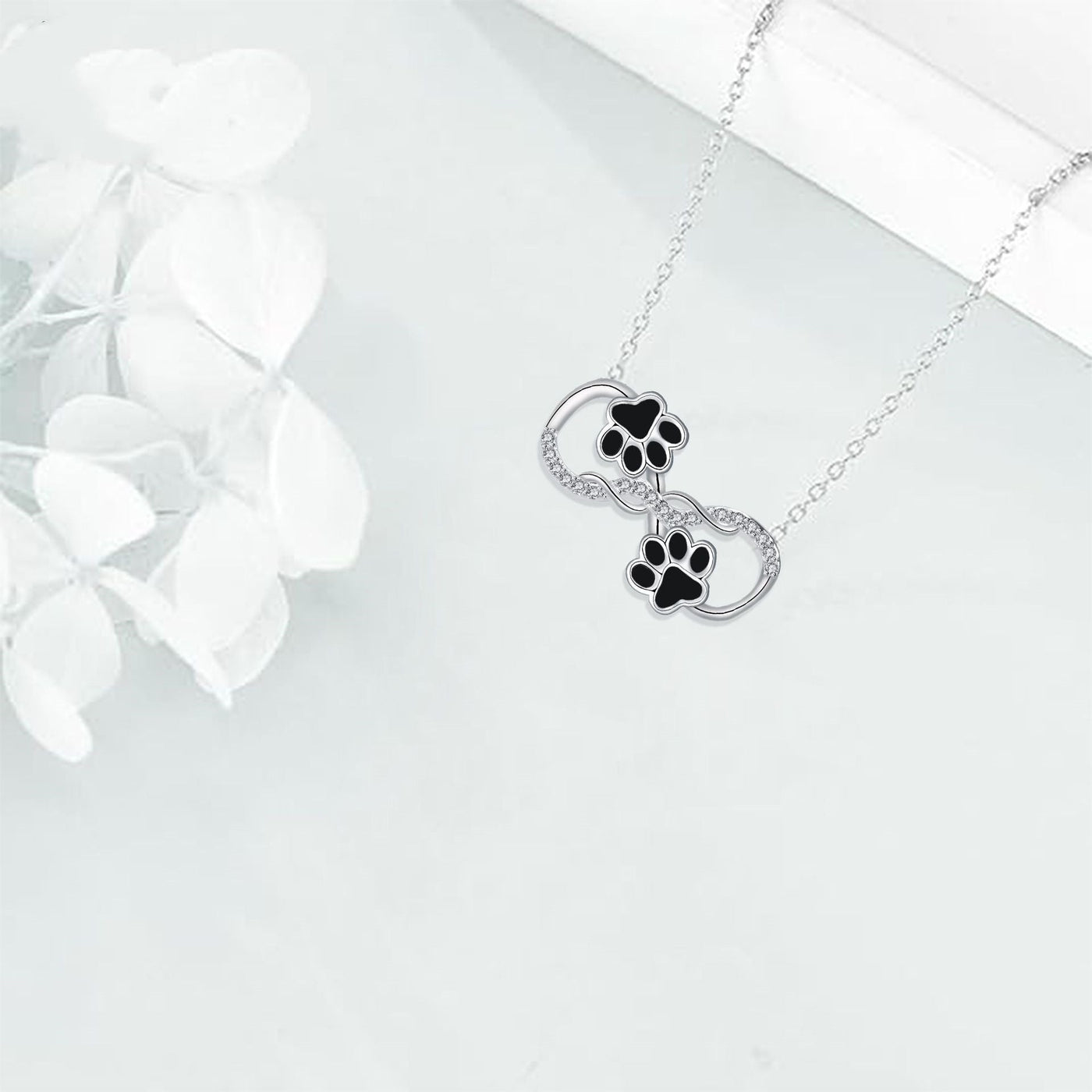 Infinite Love - Dog Paw Necklace with Zirconia