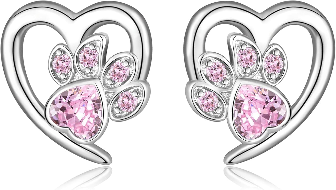Earrings with Paw Prints & Heart – Pet Lover Jewelry