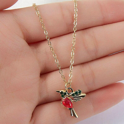 Hummingbird Necklace made of Enamel & Zirconia