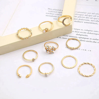 Pack of 10 Rings | Bohemian Silver and Gold Plated Rings