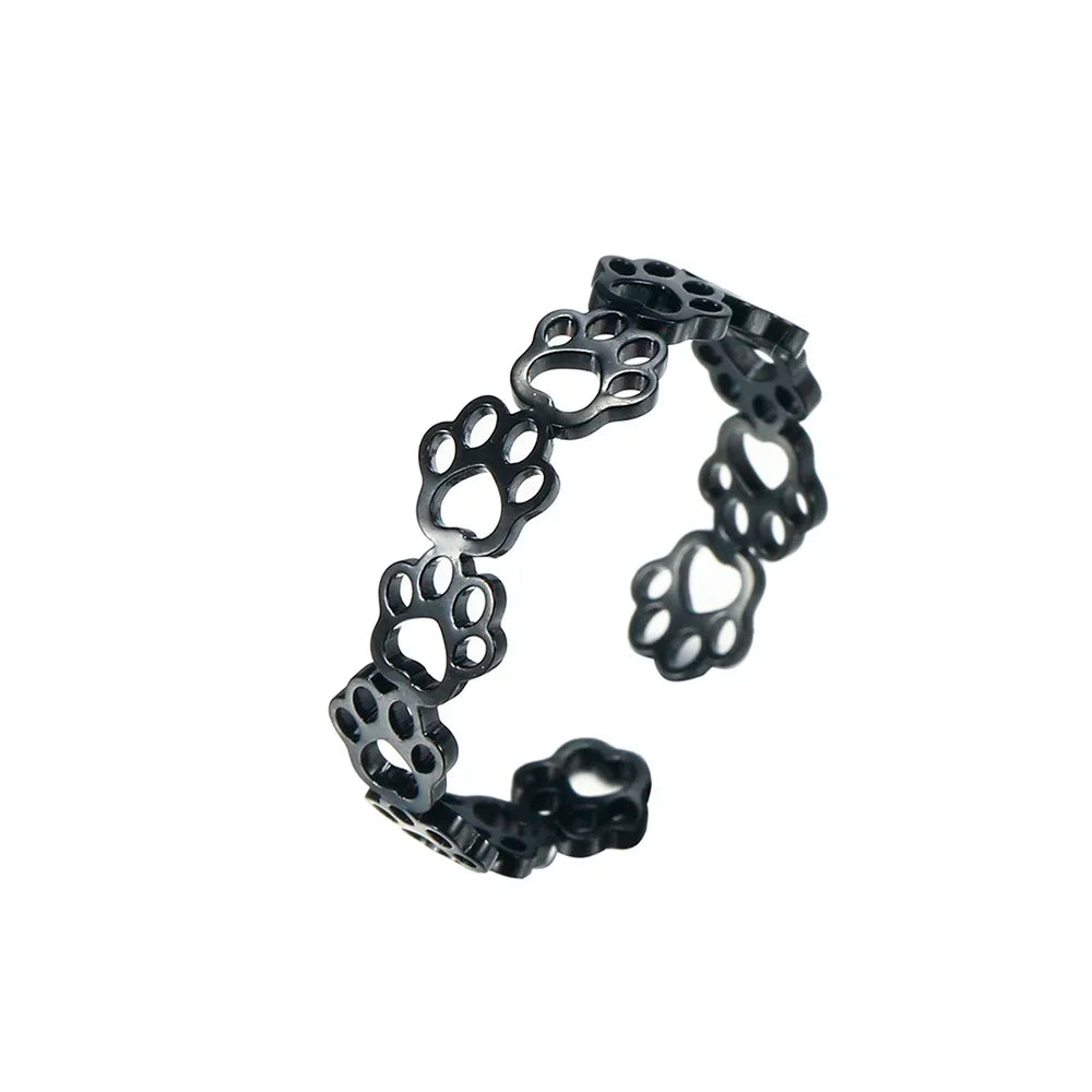 Paw Ring Made of Stainless Steel – Adjustable Finger Ring with Animal Motif for Women