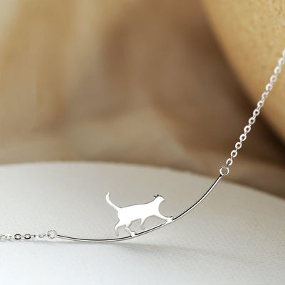 Climbing Cat – Silver Necklace