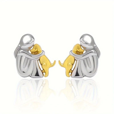 Sweet Two-Tone Hugging Earrings in Silver & Gold