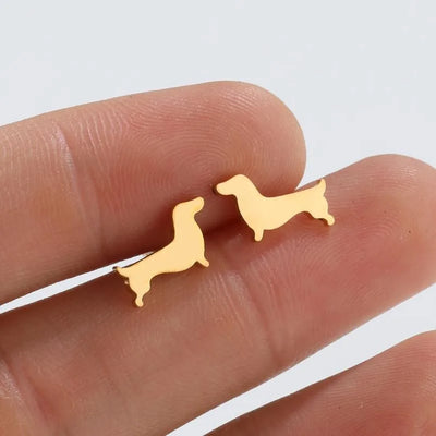Dachshund Stud Earrings – Minimalist Dog Earrings Made of Metal