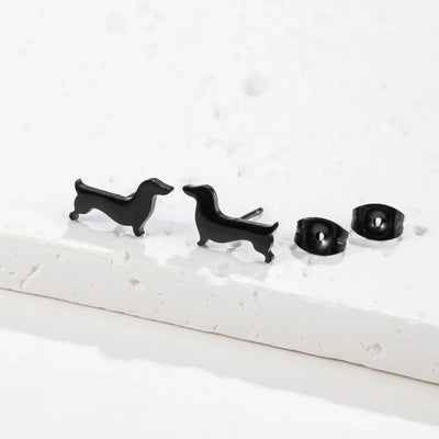 Dachshund Stud Earrings – Minimalist Dog Earrings Made of Metal