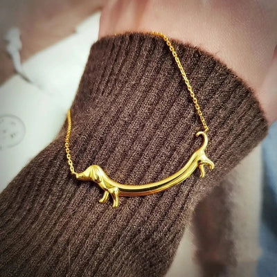 Golden Dachshund Necklace for Women