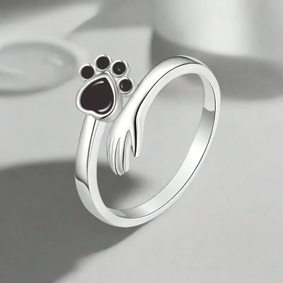 Adjustable Paw Ring Made of Sterling Silver – Hand-in-Paw Design