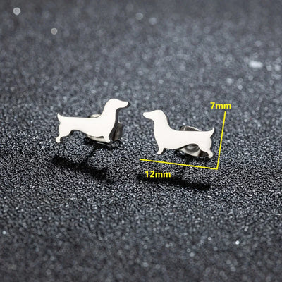 Dachshund Stud Earrings – Minimalist Dog Earrings Made of Metal