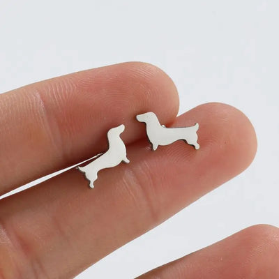 Dachshund Stud Earrings – Minimalist Dog Earrings Made of Metal