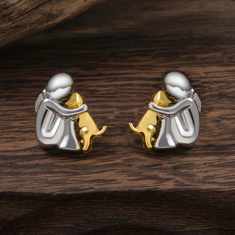 Sweet Two-Tone Hugging Earrings in Silver & Gold