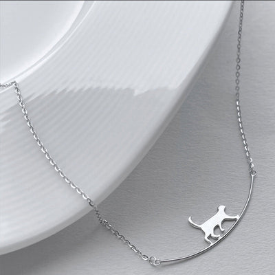 Climbing Cat – Silver Necklace