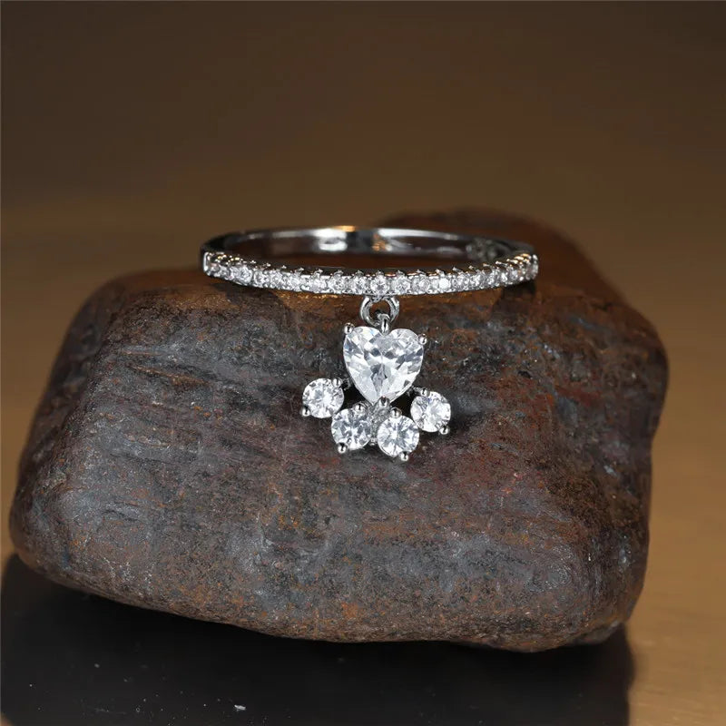 Paw & Heart Ring – Gold and Silver Look